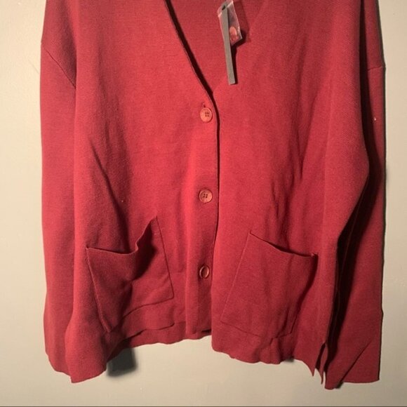 Michael Stars Milano V-Neck Dolman Cardigan Pinot Red - Picture 8 of 12